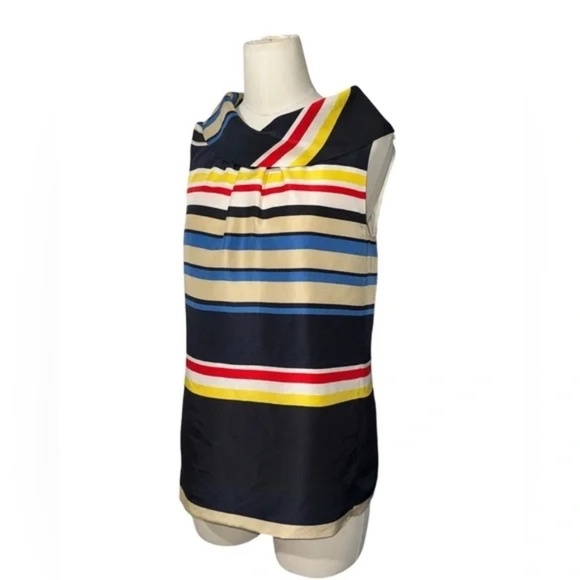 KATE SPADE - live colorfully 100% Silk Stripe Sleveless Cowl Tank Top Size 4 - Picture 4 of 10